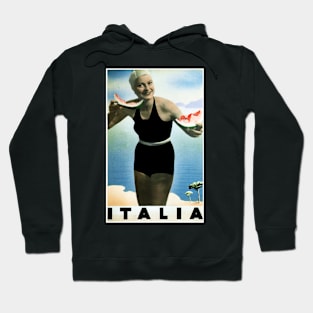 ITALIA Holidays Beach Seaside Art Deco Retro Vintage Italy Travel Hoodie